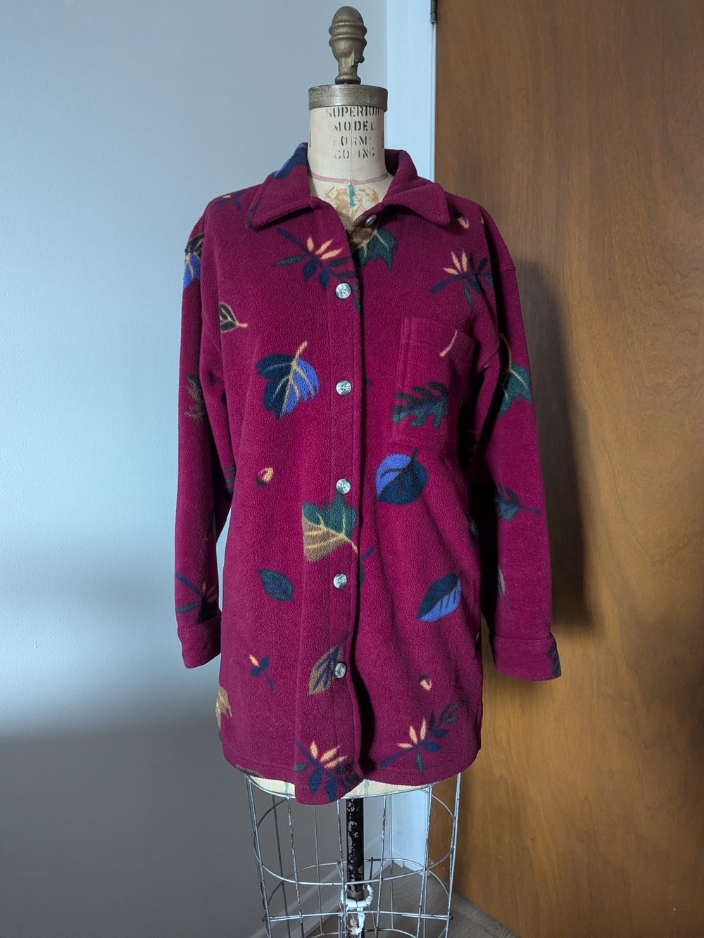 90's Cherokee Burgundy Floral Fleece Jacket